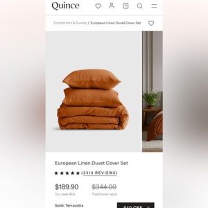 Quince Terracotta Linen Duvet Cover Set